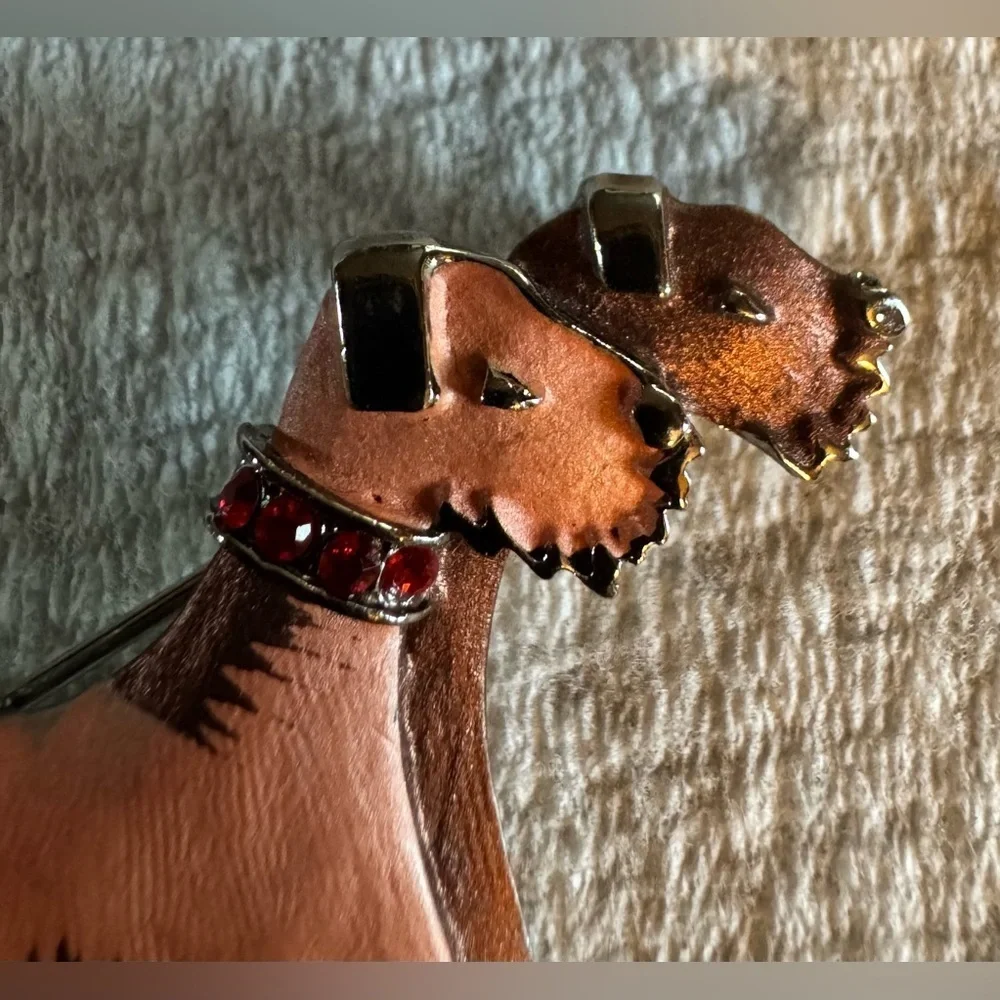 Stylish Dog Brooch with Red Accents